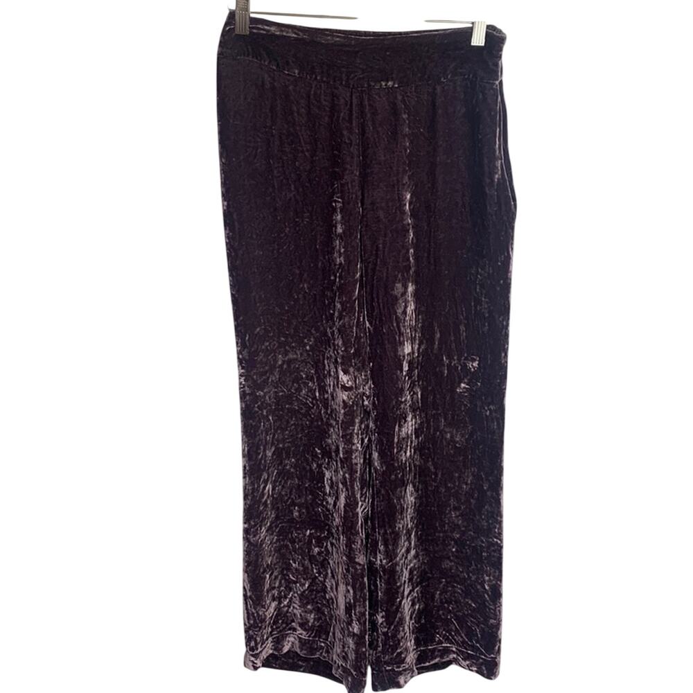Soft Surroundings Plum Velvet Wide Leg Cozy Silk blend Pants W-047 Size XS